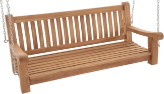 CLP Schaukelbank Joyce Teakholz wetterfest mit Befestigungsmaterial,teak 150 cm