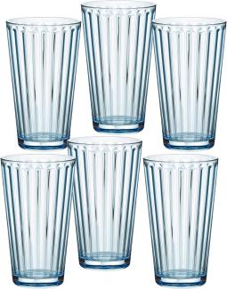 Ritzenhoff & Breker 807011 Longdrinkgläser-Set Lawe Stripes, 6-teilig, je 400 ml, Hellblau, Glas, 400 milliliters, Blau