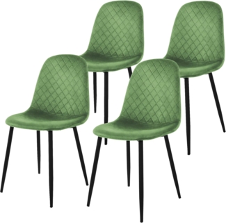ML-DESIGN Stuhl Esszimmerstuhl mit Rückenlehne, Polsterstuhl mit Metallbeinen (4 St), Wohnzimmerstuhl ergonomisch Grün mit Samtbezug Küchenstuhl