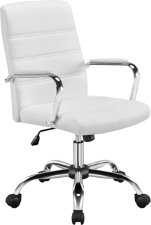 Yaheetech Bürostuhl ergonomischer Schreibtischstuhl, Drehstuhl mit Rollen, Bürohocker mit Armlehnen, Arbeitsstuhl mit Rückenlehne, Chefsessel Belastbar bis 130kg Weiß