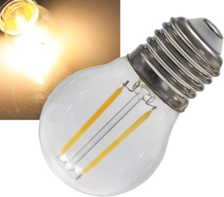 ChiliTec LED Tropfenlampe E27, Filament, 3000K, 4W