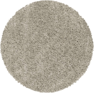 Carpetsale24 Shaggy Hochflor Teppich Wohnzimmer 160 cm Rund Natur - Modern Flauschiger Teppich Extra Weich, Pflegeleicht und Einfarbig - Ideal als Teppich für Schlafzimmer, Esszimmer und Küche