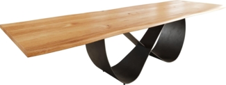 Esstisch Edge 300x100x4 Eiche Natur Infinity Metall Schwarz Live-Edge