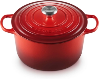 Le Creuset Signature Gusseisen-Bräter mit Deckel, Für alle Herdarten und Induktion geeignet, Rund, Kirschrot, 26,0 cm, 6.3