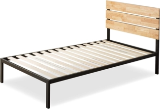 ZINUS Paul 36 cm Bettrahmen aus Metall und Holz | Holzlattenrost | Einfache Montage | 100x200 cm | Natur