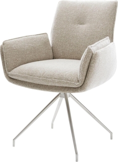 Esszimmerstuhl Nela-Flex Webstoff Soft Beige Kreuzgestell konisch Edelstahl