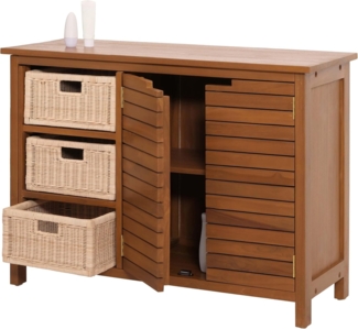 Teak-Waschbeckenunterschrank HWC-M84, Waschtisch Schrank, hochwertiges B-Grade-Teak (Kernholz, 20-30 Jahre), 76x100x40cm