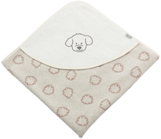 Sterntaler Kapuzenbadetuch 80x80 cm Hund Lucky - Badetuch mit Stickerei - Babyhandtuch mit Kapuze aus saugfähiger Baumwolle, Ecru