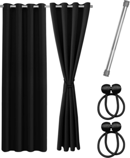 Cozyor Verdunkelungsvorhang Set mit 2x Vorhang + 2x Magnethalter + wahlweise mit Stange, Ösen (2 St), verdunkelnd, Mikrofaser Polyester