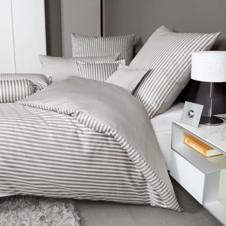 Janine Streifen-Bettwäsche modern classic vulkan|Kissenbezug einzeln 40x40 cm schmale Streifen