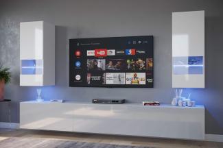 FURNITECH SEZANA AN21 Möbel Schrankwand Wandschrank Wohnwand Mediawand mit Led Beleuchtung Wohnzimmer (Möbel ohne LED, AN21-18W-HG2 1B)