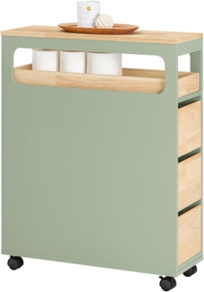 SoBuy Regal BZR54, Nischenregal mit 3 Schubladen Küchenregal Nischenwagen Rollwagen