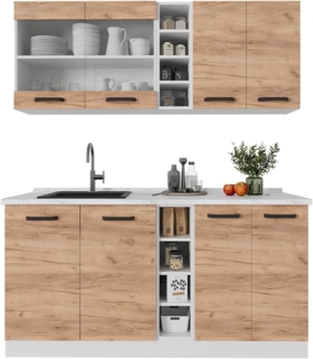 Vicco Singleküche Goldkraft Eiche/Weiß 160 cm ohne Arbeitsplatte, R-Line