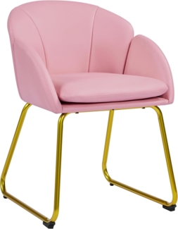 Yaheetech Esszimmerstuhl modern, Küchenstuhl in Blumenform, Sessel Polsterstuhl mit Metallbeinen Gold, für Wohnzimmer/Esszimmer Hellrosa