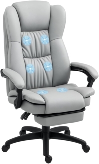 Vinsetto Schreibtischstuhl Bürostuhl mit Massagefunktion, Liegefunktion (Chefsessel, 1 St), mit Drehfunktion, Fußstütze, Fernbedienung, Kunstleder, Hellgrau