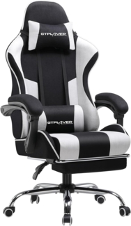 GTPLAYER Bürostuhl Gaming Stuhl Massage Gaming Sessel Ergonomischer Gamer Stuhl mit Fußstütze, Kopfstütze Massage-Lendenkissen, Gepolstert Game Chair, Drehsessel Stoff