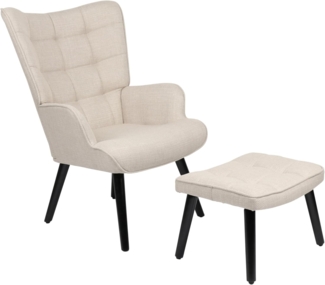 HELA Loungesessel PAROS (Set, 2-St, Sessel mit Hocker), Sessel mit Hocker,Loungesessel,4-Fuß Massiv,Webstoff,Armlehnen