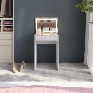 Schminktisch Sherry Weiß/Weiß Hochglanz 51.4 cm mit LED-Spiegel Vicco