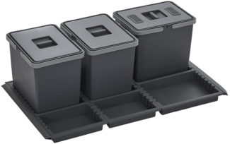 SO-TECH® Mülleimer Abfallsammler Metropolis 15+15+15L mit Deckel, Abfallsystem f. Auszug Korpusbreite 90cm