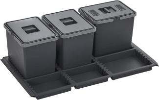 SO-TECH® Mülleimer Abfallsammler Metropolis 15+15+15L mit Deckel, Abfallsystem f. Auszug Korpusbreite 90cm