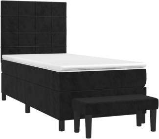 vidaXL Boxspringbett mit Matratze Schwarz 90x200 cm Samt 3137823