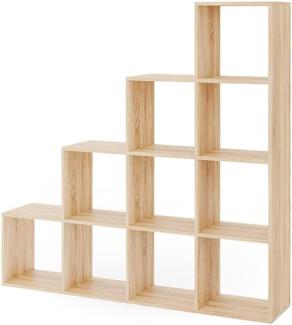 Vicco Treppenregal 10 Fächer - Raumteiler Stufenregal Raumtrenner Bücherregal Aktenregal Standregal