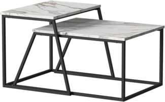 Vicco Couchtisch-Set Weiß/Schwarz 60x50 cm 2 Teile, Myra