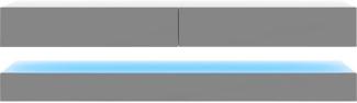 Aviator – TV-Board in Schwebeoptik/TV-Hängeschrank/Fernsehschrank (140 cm, weiß matt/grau Hochglanz mit LED blau)