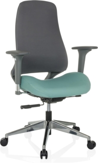 hjh OFFICE Bürostuhl ergonomisch HENFIELD G Drehstuhl mit Flexibler Rückenlehne, Muldensitz mit Sitztiefenverstellung, Stoff Grau/Hellblau