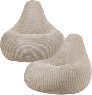 Icon Dalton Sitzsack, Beige, Sitzsack Sessel, Cord Sitzsack, Sitzsack Erwachsene mit Füllung, Lounge Sessel, Sitzsack Schlafzimmer, Sitzsack Wohnzimmer