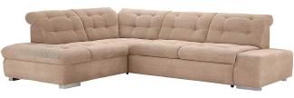 Cavadore Ecksofa Pales mit Kopfteilverstellung, Polsterecke im modernen Design, inkl. Bettfunktion, 280 x 75-84 x 227, Softstruktur Beige