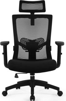 Daccormax Bürostuhl,Ergonomischer Schreibtischstuhl mit 5er Set Hartbodenrollen, Verstellbarer Kopfstütze, Armlehnen, Lendenwirbelstütze, Chefsessel aus Mesh,Rückenschonend,Bürostuhl 150kg