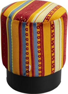 Kare Design Hocker Cherry Very British, Bunt/Schwarz, 36cm Durchmesser, Handgearbeitet, 110kg max Belastbarkeit, Hocker für Schminktisch, Gepolstert, Stahl Beine, Wohnzimmer, 44 x 36,5 x 36,5 cm (H/B/T)