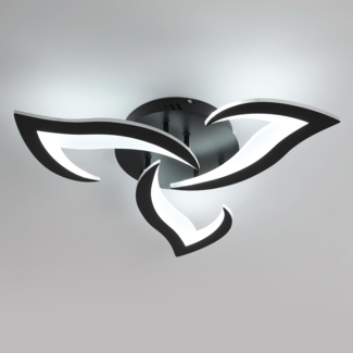 Comely Deckenlampe LED Wohnzimmer, 58cm 36W 4000LM LED Lampen Deckenleuchte, Moderne Blütenblatt Design Lampen für Wohnzimmer Küche Schlafzimmer, Weißes Licht 6500K, Schwarz