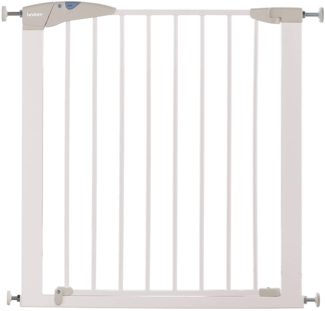 Lindam Shure Shut Axis Türschutzgitter mit Druckbefestigung ohne zu Bohren-Weiss-Verstellbreite 76cm bis 82cm, maximum 117cm mit Verlängerung