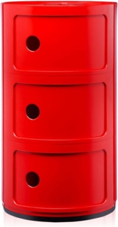 Kartell Componibili, 3 Elements, Rot, Runde Basis
