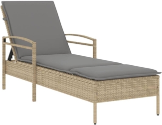 Sonnenliege mit Auflage Beige 63 x 200 x 81 cm Poly Rattan