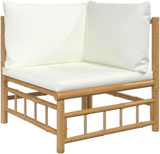 vidaXL Garten-Ecksofa mit Cremeweißen Kissen Bambus 362300