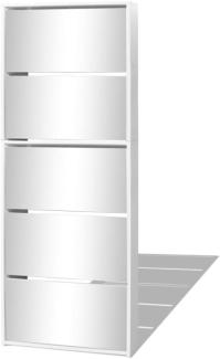 vidaXL Schuhschrank mit 5 Fächern Spiegel Weiß 63×17×169,5 cm 273938