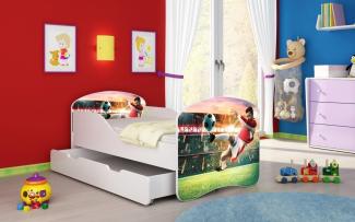 Kinderbett Luna mit Stauraum und verschiedenen Motiven 160x80 Football