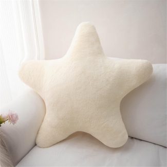 Kuschelkissen Kinder Sternkissen, Weiche Flauschige Sternform Zierkissen Sofakissen, Plüsch Kissen Dekokissen für Mädchen & Jungen Zuhause Schlafzimmer Deko (Weiß,80cm)