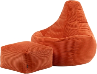 icon Sitzsack Sessel mit Liege aus Cord „Dalton“ mit Hocker (Spar-Set, 1 x Sitzsack, 1 x Fußhocker), Sitzsack XXL Gaming Sitzsack, Made in Germany, für Erwachsene & Kinder