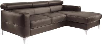 Mivano Ecksofa Sammy, Schlafsofa in Lederimitat mit Bettkasten und Kopfteilverstellung, 227 x 74 x 187, Kunstleder, dunkelbraun