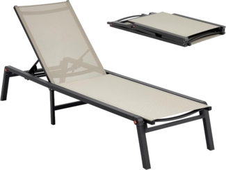 VEVOR Liegestuhl faltbar, Tragkraft 180 kg, Gartenliege mit 5 Verstellbarer Rücklehne, Sonnenliege aus Aluminium, Strandliege, Relaxliege, Gartenmöbel für Strand, Hof, Camping und Terrasse