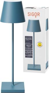 LED Tischleuchte blau, Touchdimmer, Akku, H 38 cm