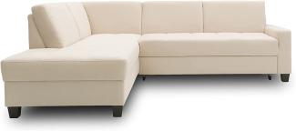 DOMO Collection Londrina Ecksofa mit Schlaffunktion, Eckcouch in L-Form, Ecke, Creme, 209x243 cm