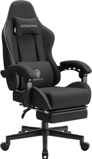 Dowinx Gaming Stuhl Ergonomischer Gamer Stuhl mit Massage Lendenwirbelstütze, Verstellbarer Drehsessel mit Fußstütze (Schwarz)