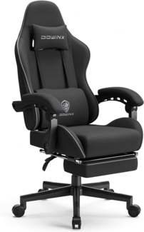 Dowinx Gaming Stuhl Ergonomischer Gamer Stuhl mit Massage Lendenwirbelstütze, Verstellbarer Drehsessel mit Fußstütze (Schwarz)