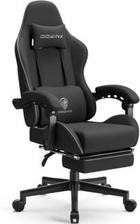 Dowinx Gaming Stuhl Ergonomischer Gamer Stuhl mit Massage Lendenwirbelstütze, Verstellbarer Drehsessel mit Fußstütze (Schwarz)