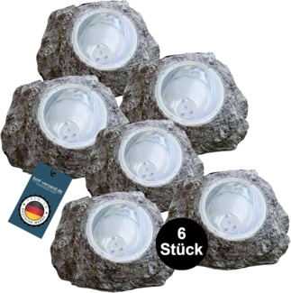Solarleuchte Garten Stein Optik 6er Set Dekolampe Solarlampe Außen Leuchte Solar